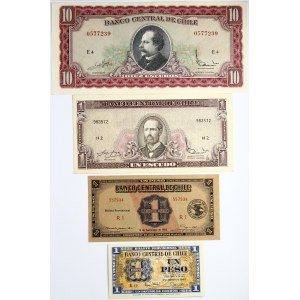 Chile 1 Peso & 1 - 10 Escudos (1932-1975) Banknotes Lot of 4 Banknotes