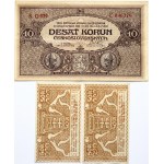 Czechoslovakia 10 Korun 1919 & Danzig 50 Pfennig 1918 Banknotes Lot of 3 Banknotes