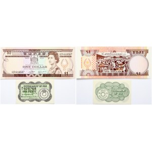 Fiji 1 Penny 1942 & 1 Dollar ND(1980) Banknotes Lot of 2 Banknotes