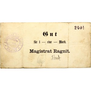 Germany East Prussia 1 Mark Ragnit 1914 Banknote (Ragainė)