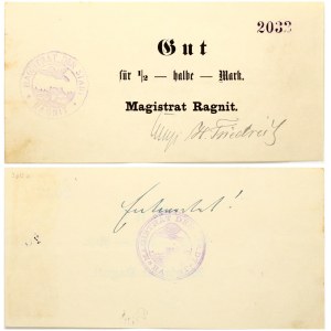 Germany East Prussia 1/2 Mark Ragnit 1914 Banknote (Ragainė)