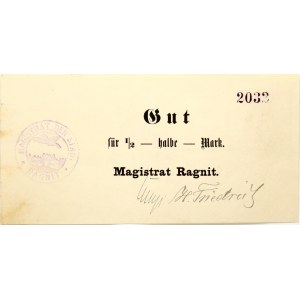 Germany East Prussia 1/2 Mark Ragnit 1914 Banknote (Ragainė)