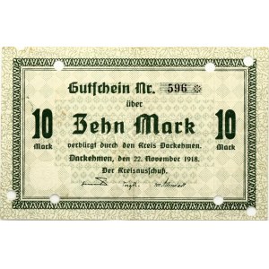 Germany East Prussia 10 Mark Darkehmen 1918 Banknote (Darkiemis)