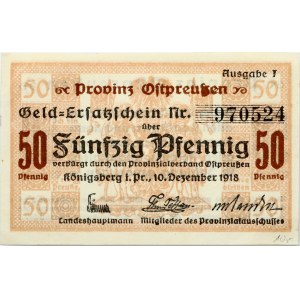 Germany East Prussia 50 Pfennig 1918 Königsberg Banknote