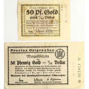 Germany East Prussia 50 Pfennig 1918 Königsberg Banknote Lot of 2 Banknotes