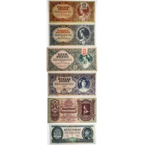 Hungary 100 Pengo - 20 Forint (1930 - 1969) Banknotes Lot of 6 Banknotes