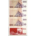 Iceland 500 & 1000 Kronur (1986-2001) Banknotes Lot of 4 Banknotes