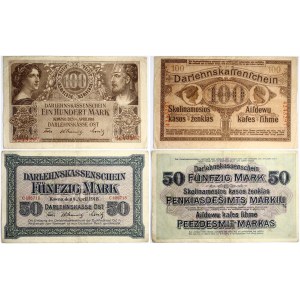 Lithuania Germany 50 - 100 Mark 1918 Banknote Kaunas Lot of 2 Banknotes