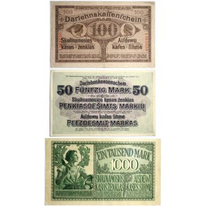 Lithuania Germany 50 - 1000 Mark 1918 Banknote Kaunas Lot of 3 Banknotes