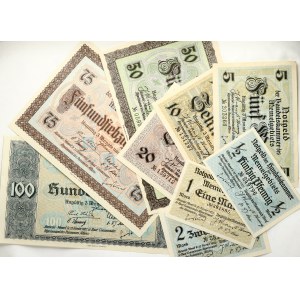 Lithuania Memel 1/2Mark - 100 Mark 1922 Banknotes SET Lot of 9 Banknotes