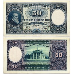 Lithuania 50 Litu 1928 Banknote Jonas Basanavičius