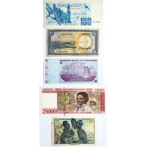 Madagascar 25000 Francs ND (1998) and other World Banknotes Lot of 5 Banknotes