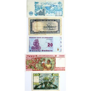 Madagascar 25000 Francs ND (1998) and other World Banknotes Lot of 5 Banknotes