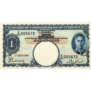 Malaya 1 Dollar 1941 Banknote