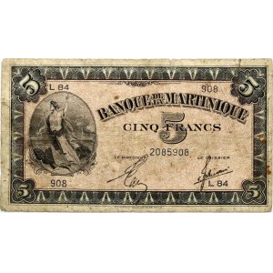 Martinique 5 Francs ND (1942) Banknote