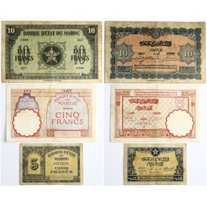 Morocco 5 & 10Francs (1912-1944) Banknotes Lot of 3 Banknotes