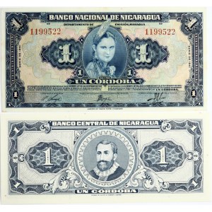 Nicaragua 1 Cordoba 1941 & 1968 Banknotes Lot of 2 Banknotes
