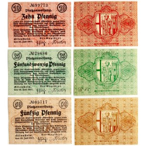 Poland Allenstein (Olsztin) 10 - 50 Pfennig 1917 Banknote Lot of 3 Banknotes