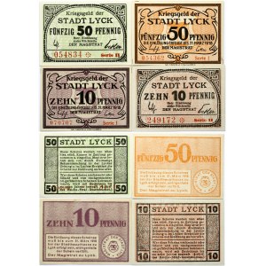 Poland Lyck (Łek) 10 - 50 Pfennig (1918-1919) Banknote SET Lot of 4 Banknotes