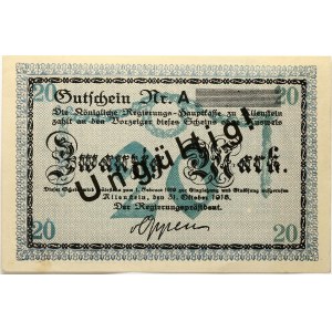 Poland Allenstein (Olsztin) 20 Mark 1918 Banknote