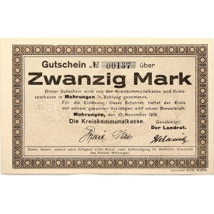 Poland Morungen (Morong) 20 Mark 1918 Banknote