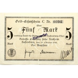 Poland Rastenburg (Kętrzyn) 5 Mark 1918 Banknote