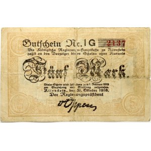Poland Allenstein (Olsztin) 5 Mark 1918 Banknote