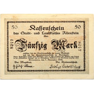 Poland Allenstein (Olsztin) 50 Mark 1918 Banknote