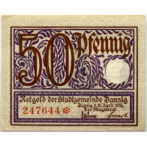 Poland Gdansk 50 Pfennig 1919 Banknote