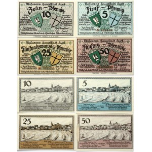 Poland Lyck (Łek) 5 - 50 Pfennig 1920 Banknote SET Lot of 4 Banknotes