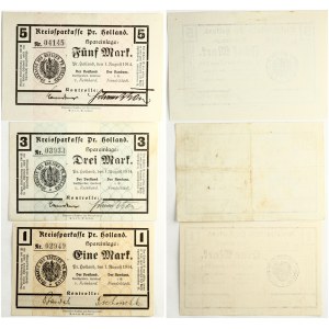 Poland Holland (Pasłęk) 1 - 5 Mark 1923 Banknote Lot of 3 Banknotes