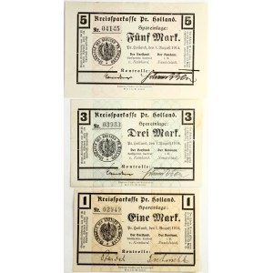 Poland Holland (Pasłęk) 1 - 5 Mark 1923 Banknote Lot of 3 Banknotes