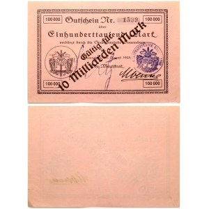 Poland Braunsberg (Braniewo) 100 000 Mark 1923 Banknote