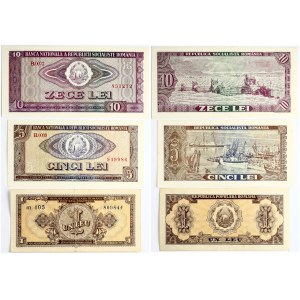 Romania 1 - 10 Leu (1952-1966) Banknotes Lot of 3 Banknotes