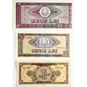 Romania 1 - 10 Leu (1952-1966) Banknotes Lot of 3 Banknotes