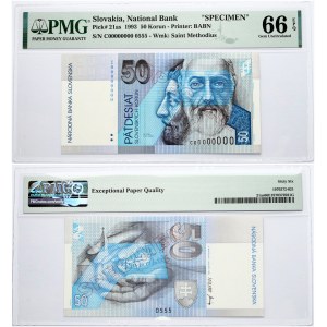 Slovakia 50 Korun 1993 Banknote SPECIMEN PMG 66 Gem Uncirculated EPQ