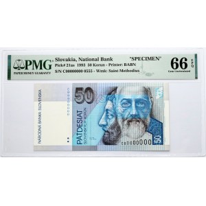 Slovakia 50 Korun 1993 Banknote SPECIMEN PMG 66 Gem Uncirculated EPQ