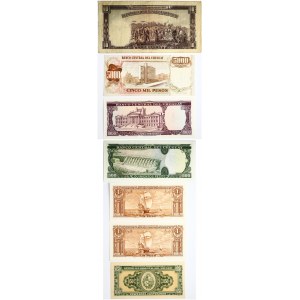 Uruguay 50 Centesimos - 5000 Pesos (1940-1968) Lot of 7 Banknotes