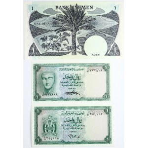 Yemen North Yemen 1 Rial (1964-1969) & South Arabia 1 Dinar ND (1965-1967) Banknotes Lot of 3 Banknotes
