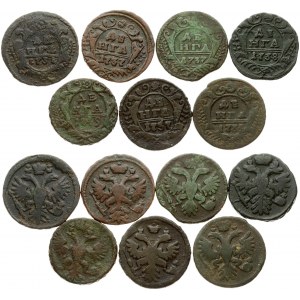 Russia 1 Denga (1731-1749) Lot of 7 Coins
