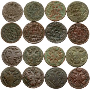 Russia 1 Denga (1731-1751) Lot of 8 Coins