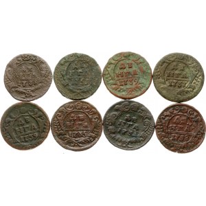 Russia 1 Denga (1731-1751) Lot of 8 Coins