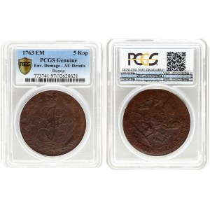 Russia 5 Kopecks 1763 ЕМ PCGS AU Details