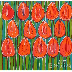 Edward Dwurnik, Orange tulips, 2017