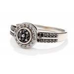 Ring with diamonds and black diamonds early 21st century jewelry