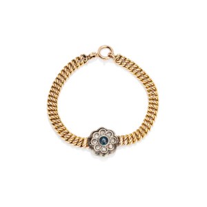 Bracelet with sapphire and diamonds 19th/20th century, jewelry