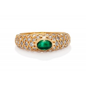 Ring with emerald and diamonds XX/XXI century, jewelry