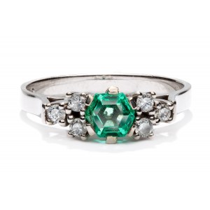 Ring with emeralds and diamonds early 21st century jewelry