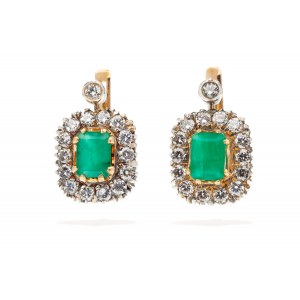 Earrings with emeralds and diamonds early 21st century jewelry