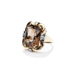 Ring with smoky quartz and diamonds 2nd half of 20th century, jewelry